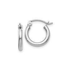 14k White Gold Small Hoop Earrings Polished Minimalist Lightweight Classic Women