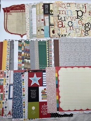 12x12 School Scrapbook Paper Lot Pink Paislee Bella Blvd Simple Stories