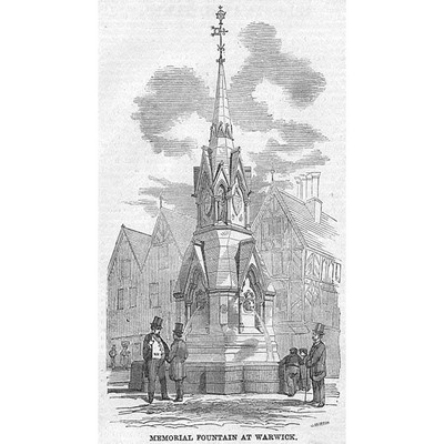 WARWICK The Memorial Fountain - Antique Print 1859