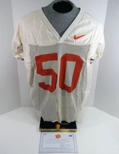 2015-17 Clemson Tigers #50 Game Used White Practice Jersey Nike DP31276