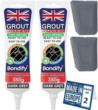 Waterproof Dark Grey Grout Ready Mixed, Grout Repair Kit, 380g x 2PCs, FAST DRY