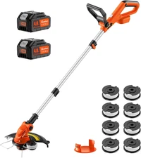 20V 12" Cordless String Trimmer with 2 X 4.0Ah Battery and Charger, Electric Gra