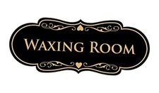 Designer Waxing Room Sign () - Large 1 Pack Large (3.5" x 9") 1 Pack Black Gold