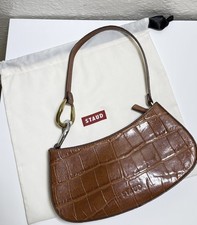 Staud Womens Ollie Croc-Embossed Leather Shoulder Bag New