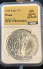 2018  $1 Silver Eagle  S NGC MS 69