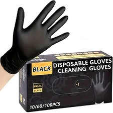 100pc Black Nitrile Disposable Gloves Powder Free Cleaning Tattoo - Large