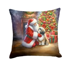 Lhasa Apso Moments With Santa Claus Throw Pillow