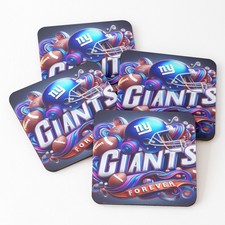 NFL New York Giants Football Square Coaster Gift Set Set of 4 Made in USA