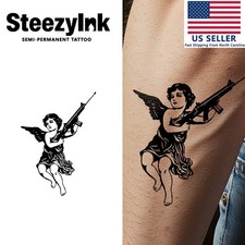 SteezyInk temporary tattoo Angel Blicky last upto 2 weeks 4 x 4 inch