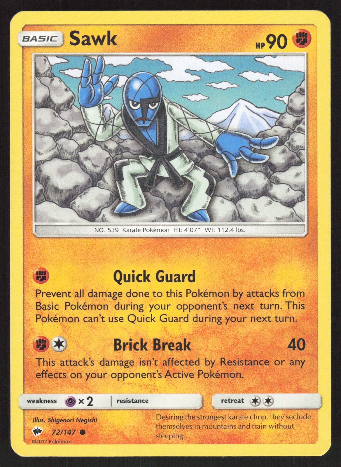 Pokemon Sawk Common 72/147 SM - Burning Shadows LP