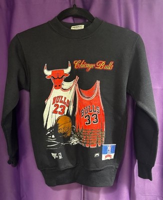 1992 Vtg NUTMEG NBA Chicago Bulls Black Sweatshirt Jordan Pippen Youth Medium