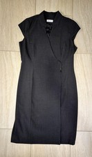 NEW Calvin Klein Wrap Fitted Dress Sleeveless Side Metal Snap Closure Gray Sz 10