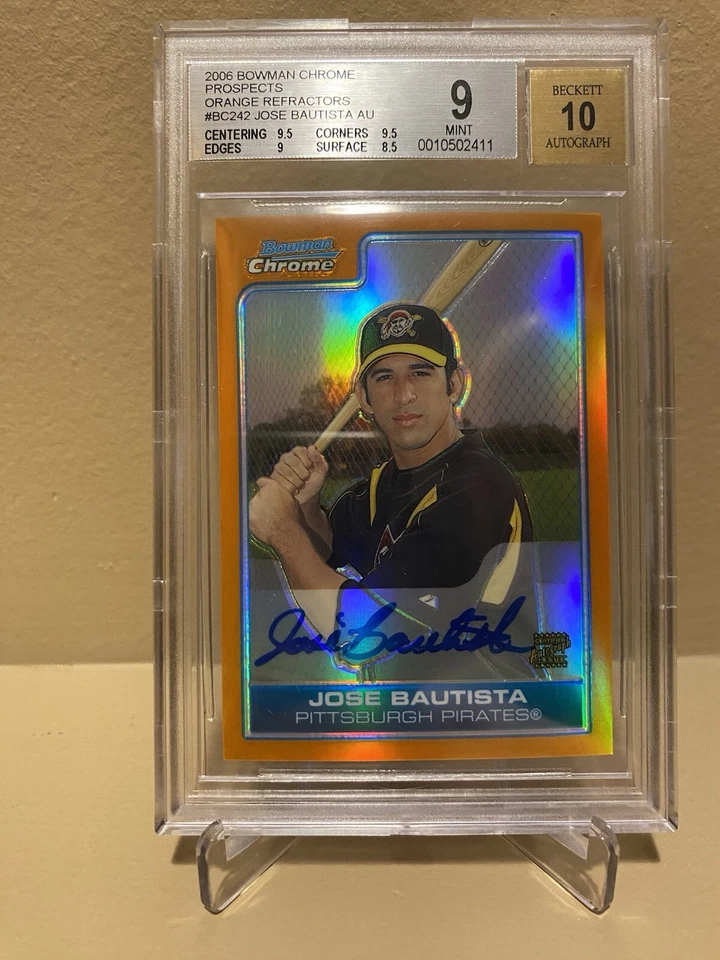 2006 Bowman Chrome Autograph Orange Refractor Jose Bautista 14/25 BGS 9/10 Auto - Image 3 of 4