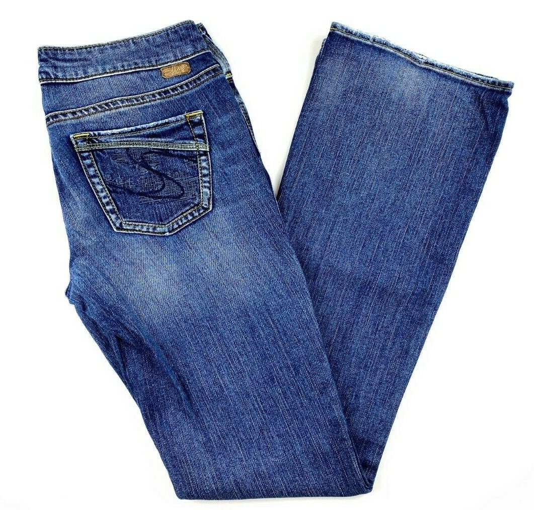 Silver Women's Jeans Size 26 Aiko Boot Cut Low Rise Medium Wash Stretch  Denim