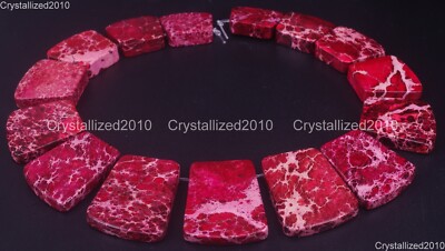 Natural Sea Sediment Jasper Gemstone 20 ~ 40mm Graduated Beads Slice Pendant 16''