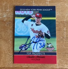 Austin Hansen Signed Autograph 2018 NYPL Top Prospects MiLB Baseball Card