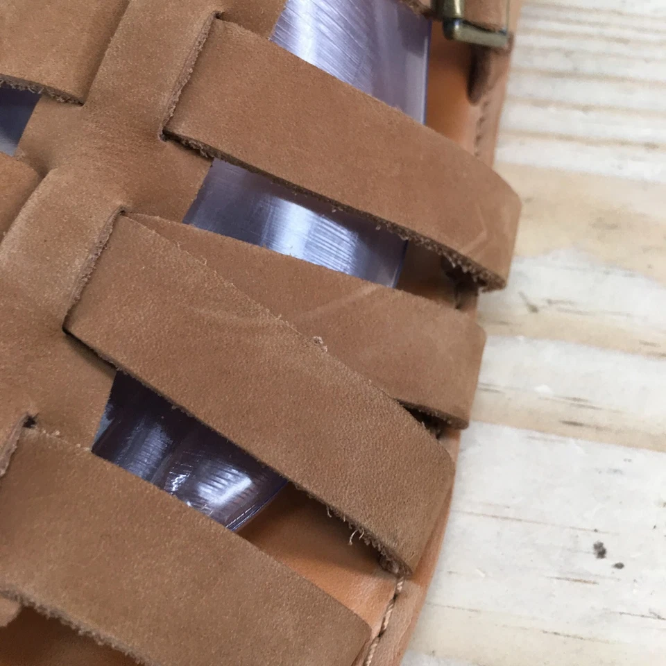 Sandalias BP Britt Mujer 10M Gladiador Tirantes Pescador Cuero Marrón Cremallera Planas Foto 4 de 4