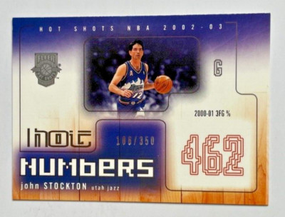 John Stockton 2002-03 Fleer Hot Shots Hot Numbers #16 HN Utah Jazz #'d /350