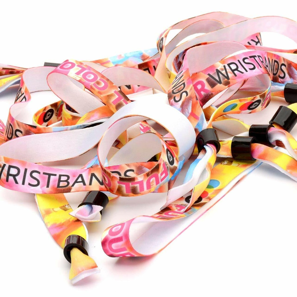 100 Custom Cloth Wristbands - Sublimation Printed Satin Admission Bands For Events