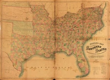 18" x 24" 1861 Map of Lloyd's map of the Southern States, showing all the railro