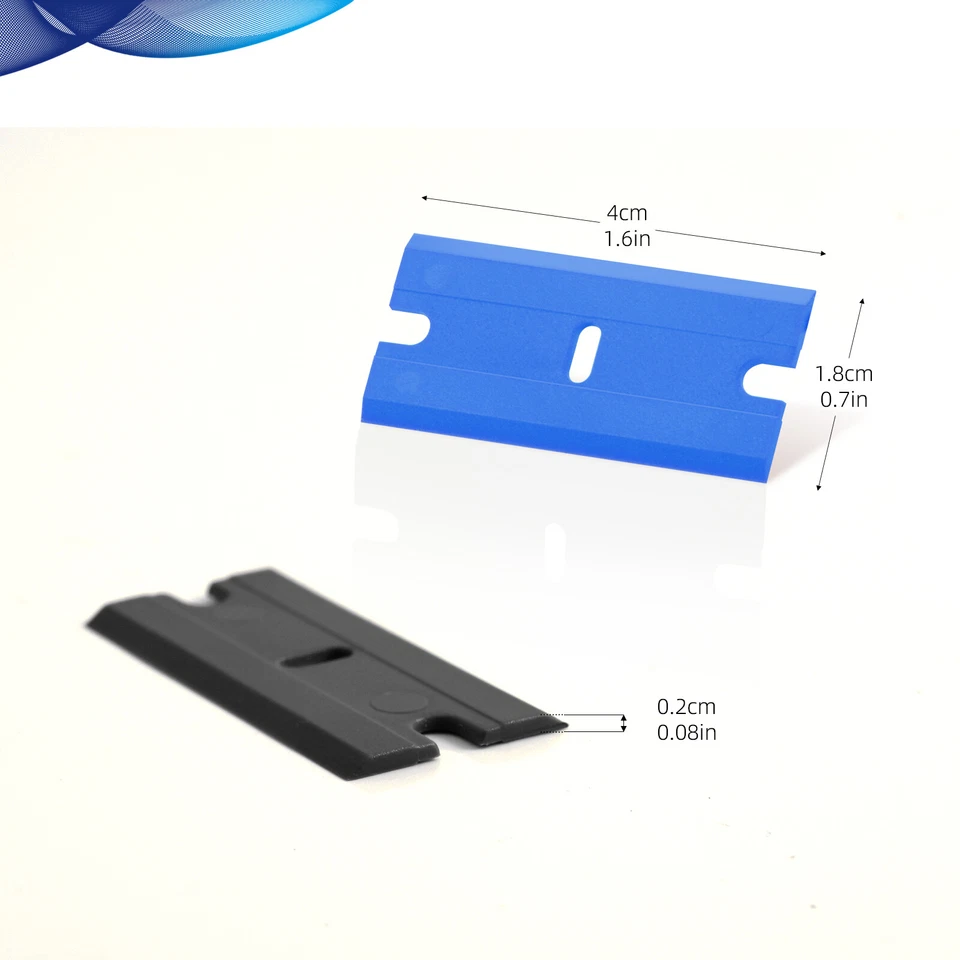 Hojas de plástico de doble filo, 300 piezas de afeitadora para eliminación de pegamento de película adhesiva de automóvil EE. UU. Foto 3 de 4