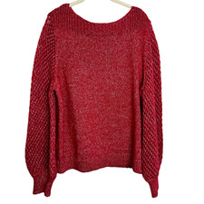 Tommy Bahama Shimmer Balloon Sleeve Sweater XL Tango Red Wool Blend Boatneck NEW