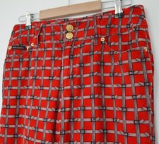 D&G Vintage Women"s Velvet Pants Jeans Belt Check Print 29 M Dolce & Gabbana