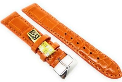 FLUCO Cinturino orologio 18, 19, 20 mm, cinturino arancione vero alligatore, Made in Germany / 129