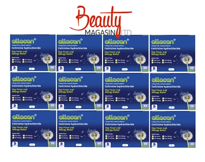 Cetirizine 10mg - 30 Tablets x 12 Packs Hayfever Relief Allacan