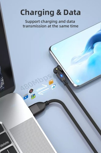 LED 180 stopni Micro USB Kabel ładujący Kątowy 3A USB Kabel do transmisji danych Kątowy Nylon - Zdjęcie 12 z 12