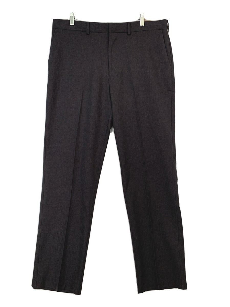 Dockers Mens 36x32 Dress Pants Gray Flat Front Trousers Zip 15