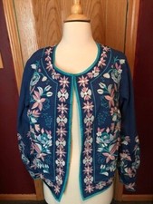 La Bellum Hillary Scott Nwt Beautiful Embroidered Blue Jacket Sz L