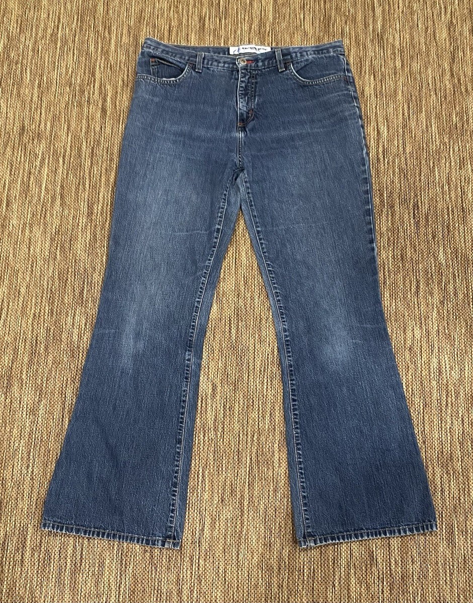 Y2K VTG Anchor Blue Jeans Women's Embroidery Blue Denim Flare Bell Bottom  Sz 13