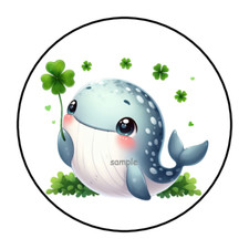 30 ST PATRICK'S DAY WHALE ENVELOPE SEALS STICKERS LABELS TAGS 1.5" ROUND CLOVER