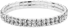 Elasticated Anklets Ankle Bracelet Silver 2 Rows Stretchy Diamante Rhinestones