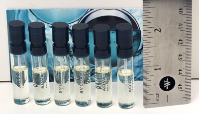 6 Vials BVLGARI AQVA POUR HOMME EDT 0.05 fl oz each Natural Spray for MEN