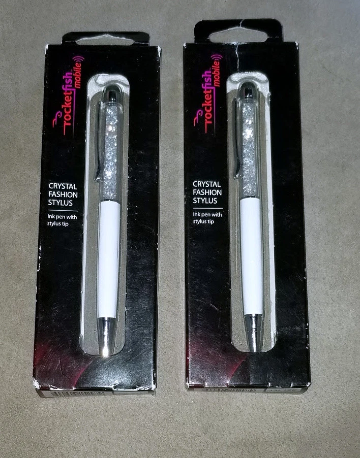 New Rocketfish Crystal Fashion ink Pen + Stylus Color is White 2 ea - Image 2 of 4