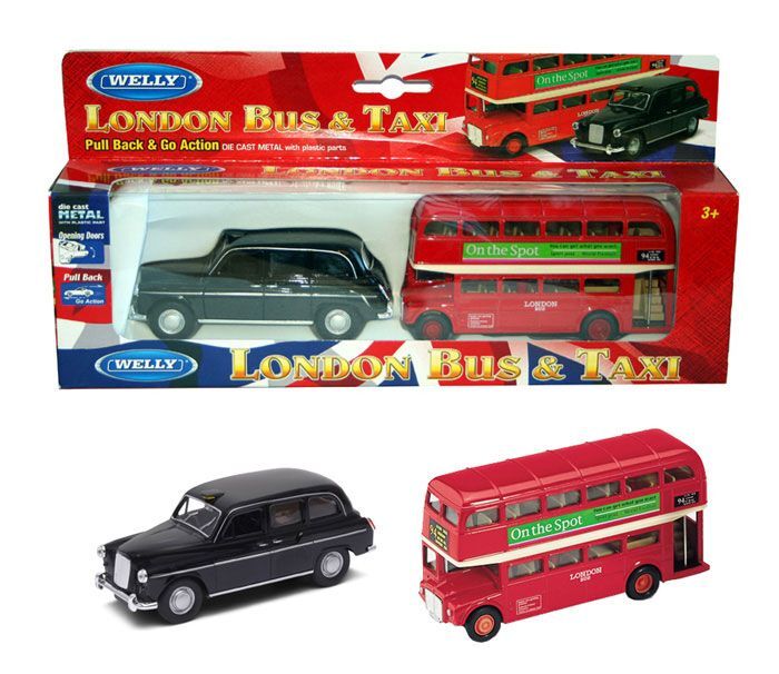 London Red Bus & Black Cab Taxi Diecast Scale Model Collectors NEW