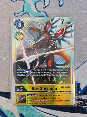 RizeGreymon BT2-038 SR ALT ART - Digimon Trading Card Game Card 