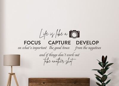 Inspirational Life Is Like A Camera Photo Wall Decal Vinyl Sticker Wall ...