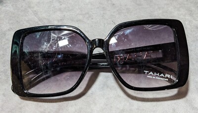 Tahari Oversized Square Black And Gold Sunglasses UK