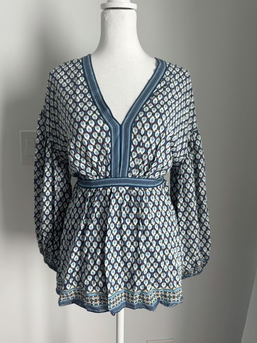 NWT Max Studio Women’s Small Puff Sleeve Tie Waist Top Blouse