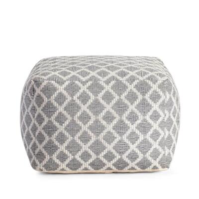 Anji Mountain Pouf Gray Ivory South Geometric Comfortable 22''L x 22''W x 16''H