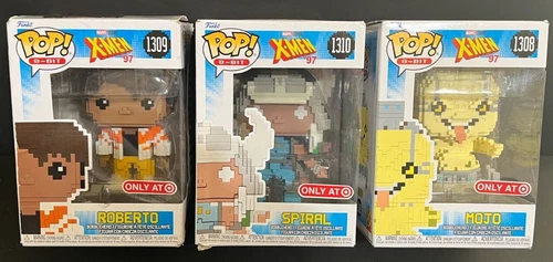 3 Funko Pop! MOJO 1308, ROBERTO 1309, SPIRAL 1310, 8 Bit Marvel X-Men 97 (READ)