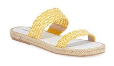 Karl Lagerfeld Paris Nitas Canary Yellow Beaded Espadrille Slide US9 Sandals
