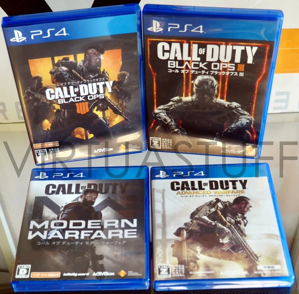 CALL OF DUTY BLACK OPS+ADVANCED/MODERN WARFARE, COD GAME SET, PLAYSTATION 4, PS4, foto 1 di 5
