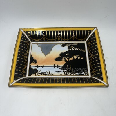 Royal Worcester Art Deco Collection Morning River Plate Dish Rare 2001