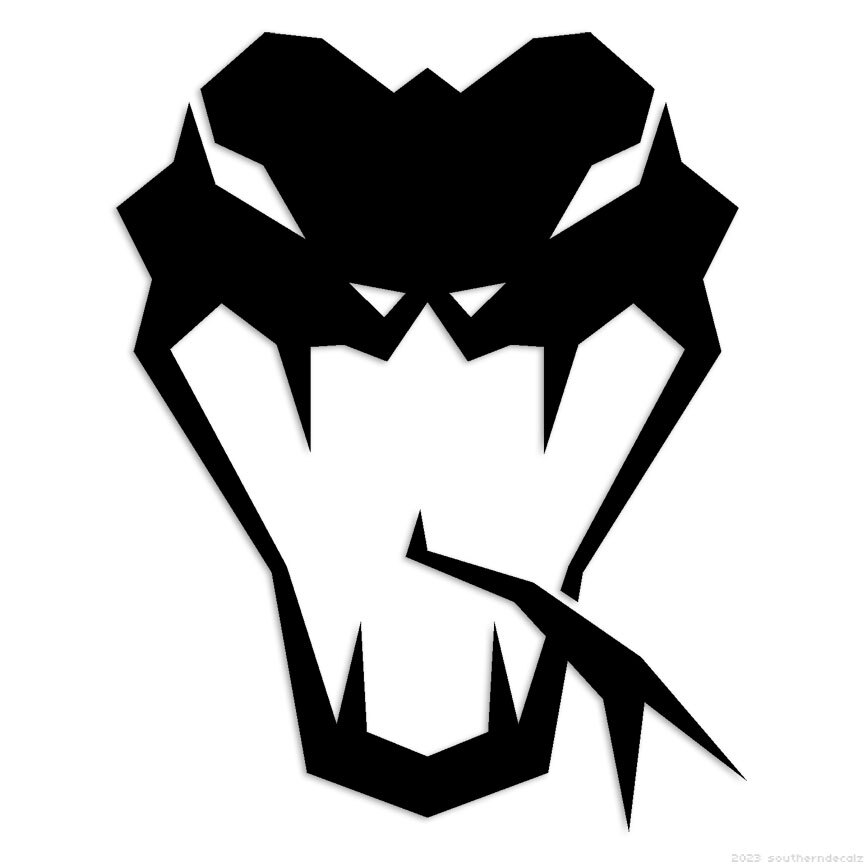 Snake Head Fangs - Decal Sticker - Multiple Colors & Sizes