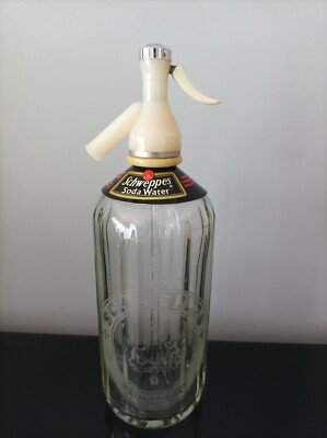 Vintage Schweppes Soda Wasser Glas Soda Siphon geätzt 70er Breweriana Retro