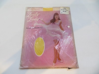 Lively Lady Nylons Gold One Size Stretch vintage stockings hosiery fits 9-11